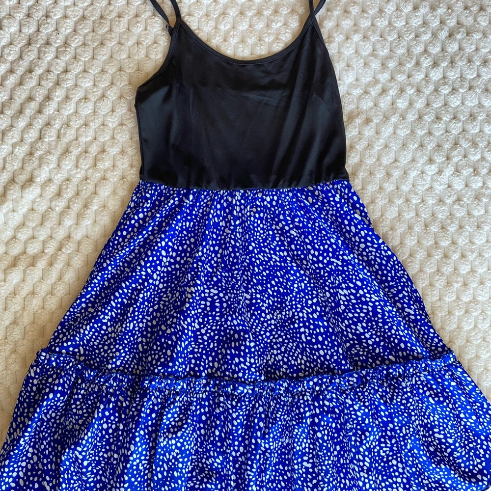 Black and Blue Spaghetti Strap Dress
